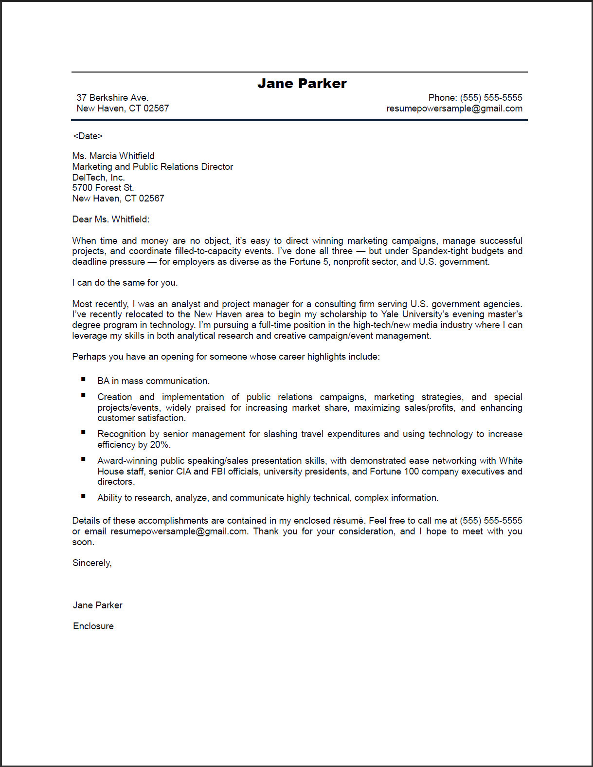 Shipping cover letter sample